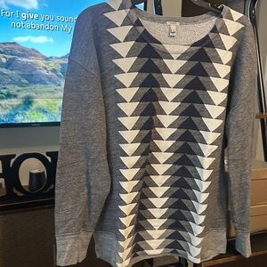 J. Crew Gray and White Geometric Sweater